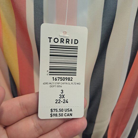 NWT Torrid Midi Chiffon Multicolored Dress Size 3 - Picture 7 of 10